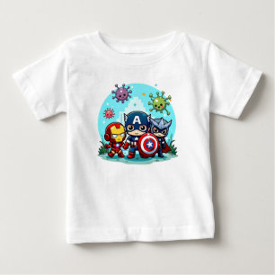 Camiseta De Bebé Superhéroes Kawaii Tee - Héroes Adorables