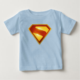 Camiseta De Bebé Superman Escudo Dorado Brillo