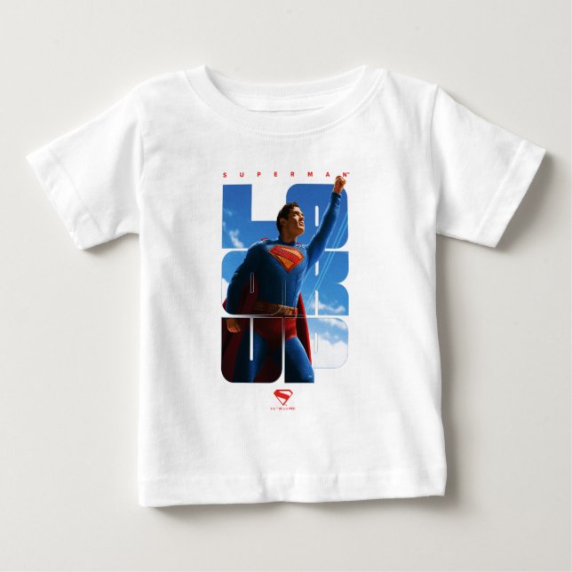 Camiseta De Bebé Superman Look Up Pose (Anverso)