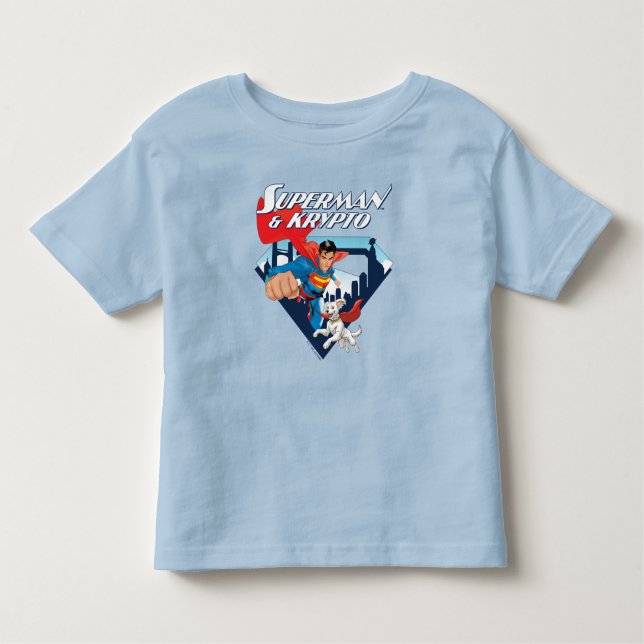 Camiseta De Bebé Superman y Krypto alzan el vuelo (Anverso)
