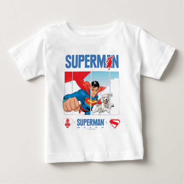 Camiseta De Bebé Superman y Krypto despegan (Anverso)