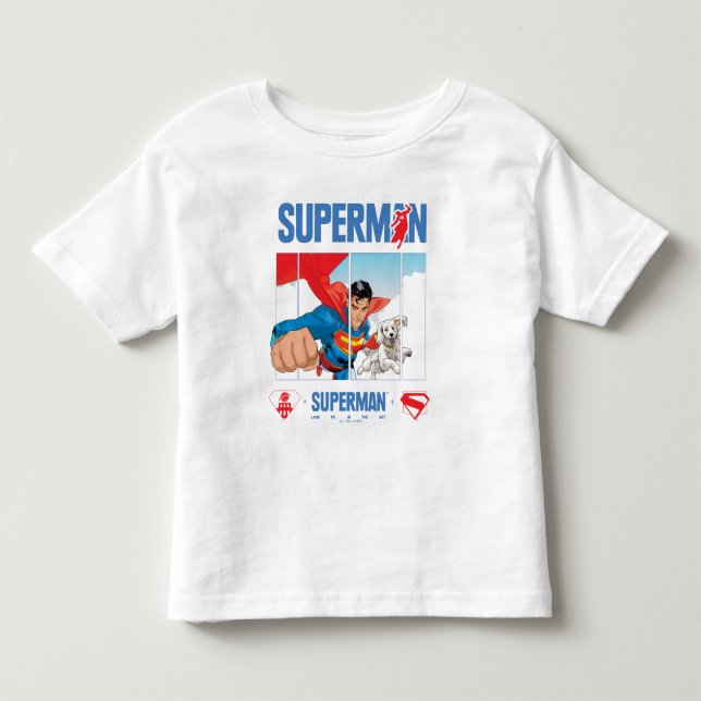 Camiseta De Bebé Superman y Krypto despegan vuelo (Anverso)
