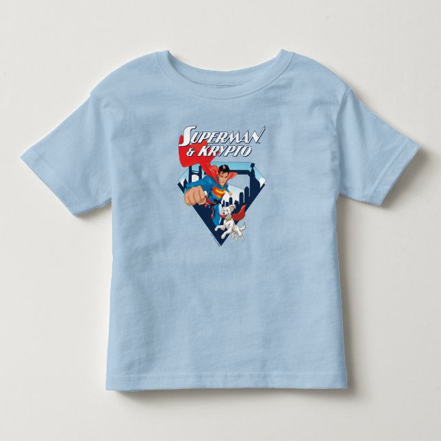 Camiseta De Bebé Superman y Krypto Soar (Anverso)