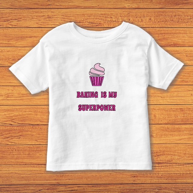 Camiseta De Bebé Superpoder de hornear pastelito rosa (Subido por el creador)