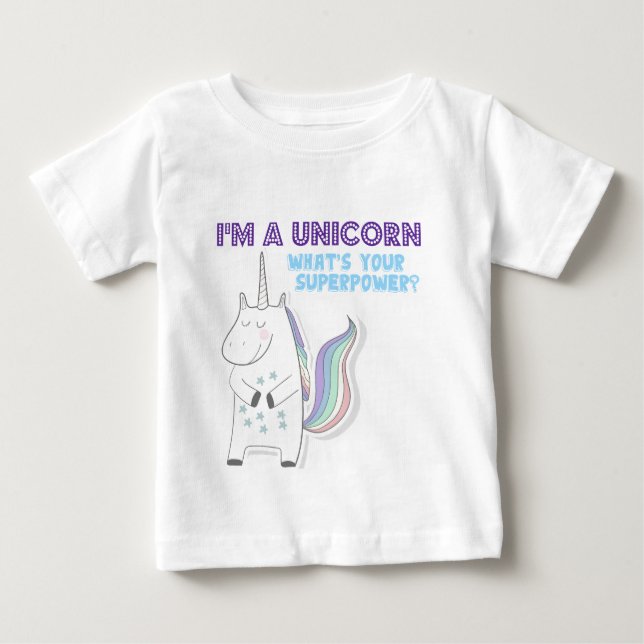 Camiseta De Bebé Superpotencia de Unicorn (Anverso)