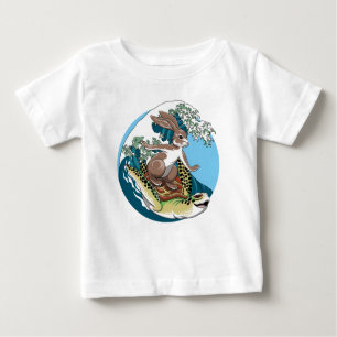 Camiseta De Bebé Surf de verano - Ilustracion de tortuga y conejo