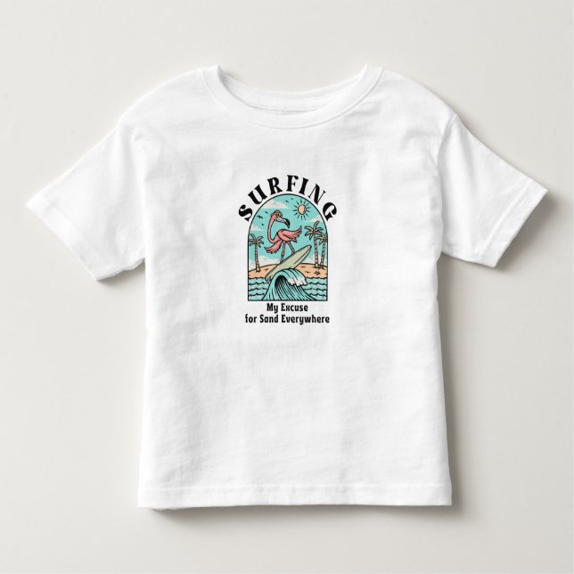 Camiseta De Bebé Surf, Mis Escudos Para Arena Por Todas Partes (Anverso)