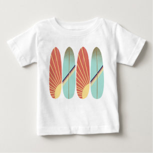 Camiseta De Bebé Surfboard Guay retro rojo y azul