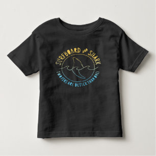 Camiseta De Bebé Surfboard Y Tiburón Vacaciones Graciosas En Playa