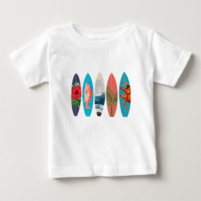 Camiseta De Bebé Surfboards coloridas (Anverso)