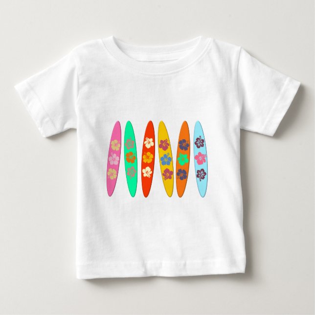 Camiseta De Bebé Surfboards con flores (Anverso)