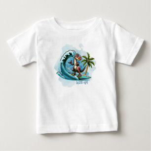 Camiseta De Bebé Surfing dinosaurio tropical