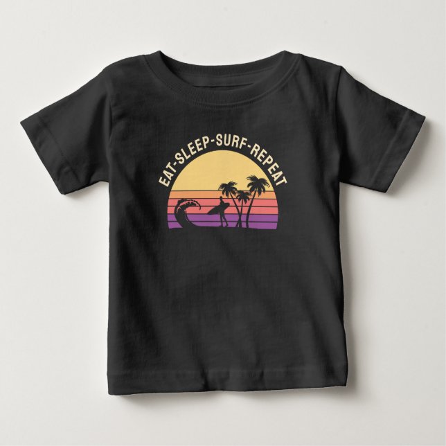 Camiseta De Bebé Surfing Retro (Anverso)