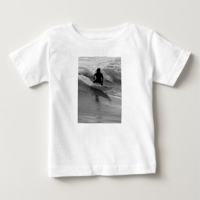 Camiseta De Bebé Surfing The Waves Grayscale (Anverso)
