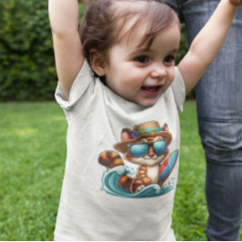 Camiseta De Bebé Surfista de gatito