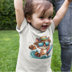 Camiseta De Bebé Surfista de gatito 