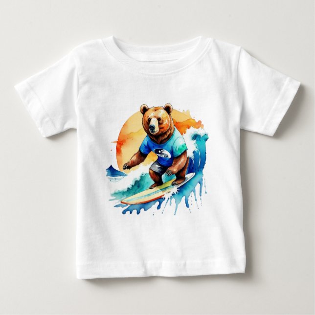 Camiseta De Bebé Surfista de oso suave (Anverso)