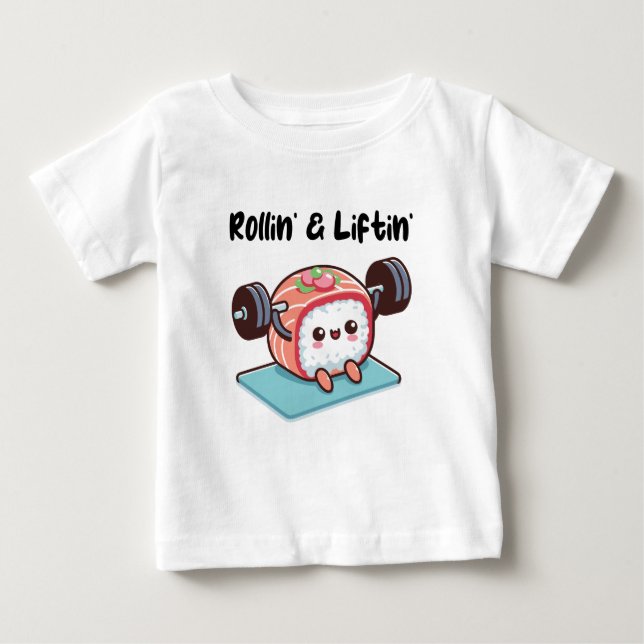 Camiseta De Bebé Sushi Roll Lifting Weights (Anverso)