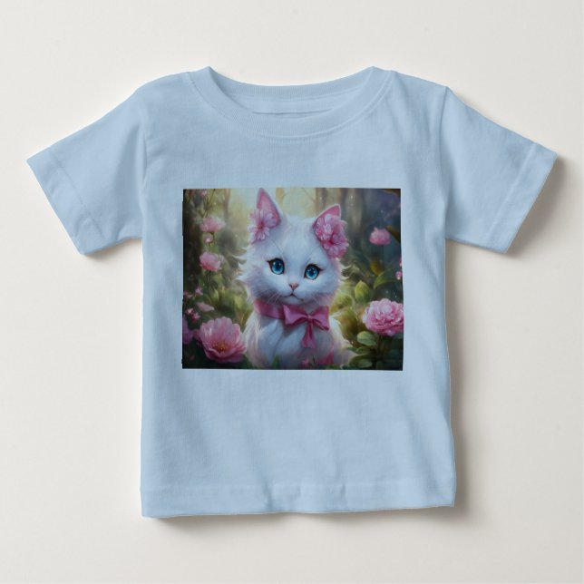Camiseta De Bebé "Susurros en flor: amor con gatitos" (Anverso)