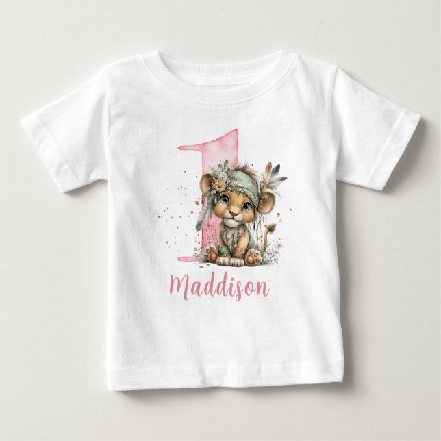 Camiseta De Bebé Sweet Baby Lion Girl First Birthday (Anverso)