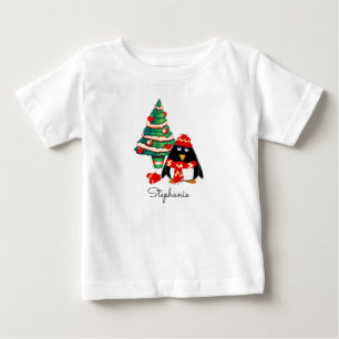 Camiseta De Bebé Sweet Little Penguin   Custom Name Christmas Gift