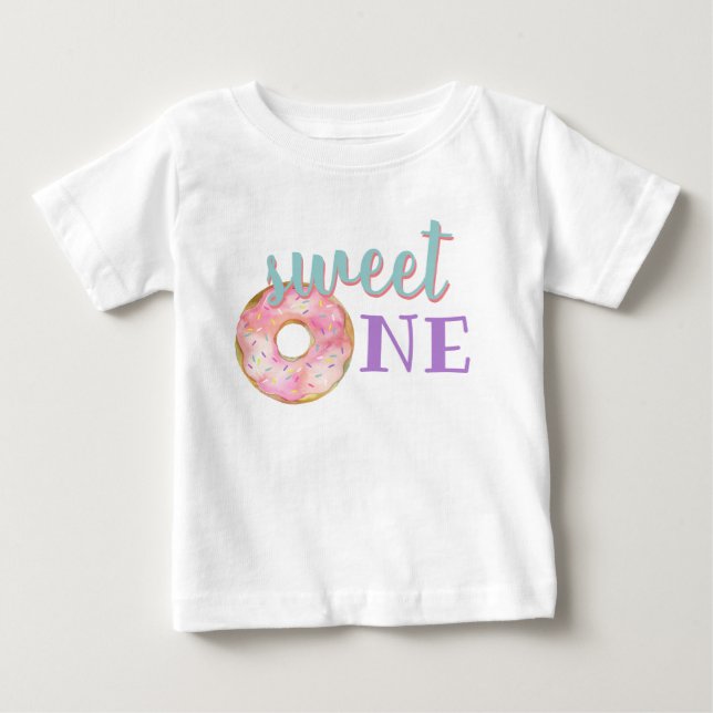 Camiseta De Bebé Sweet One Baby Girl First Birday Outfit Donut (Anverso)