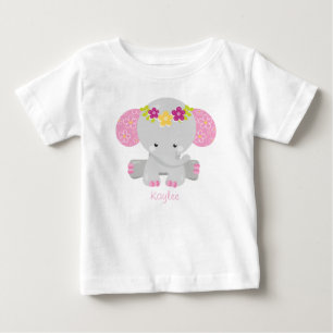 Camiseta De Bebé Sweet Safari Elefante Floral con Personalización