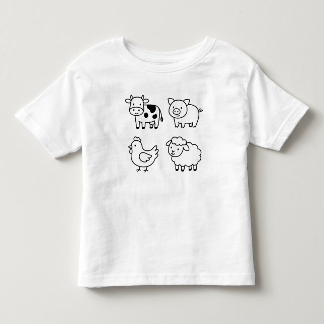 Camiseta De Bebé Sweet & Simple Farm Animal Outlines T-Shirt (Anverso)