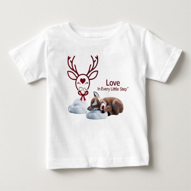 Camiseta De Bebé Sweet Sleeping Reindeer "Love in Every Little Step (Anverso)