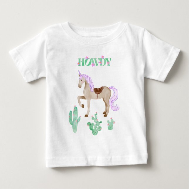 Camiseta De Bebé Sweet western unicorn americana (Anverso)