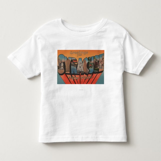 Camiseta De Bebé Syracuse, Nueva York - escenas grandes de la letra (Anverso)