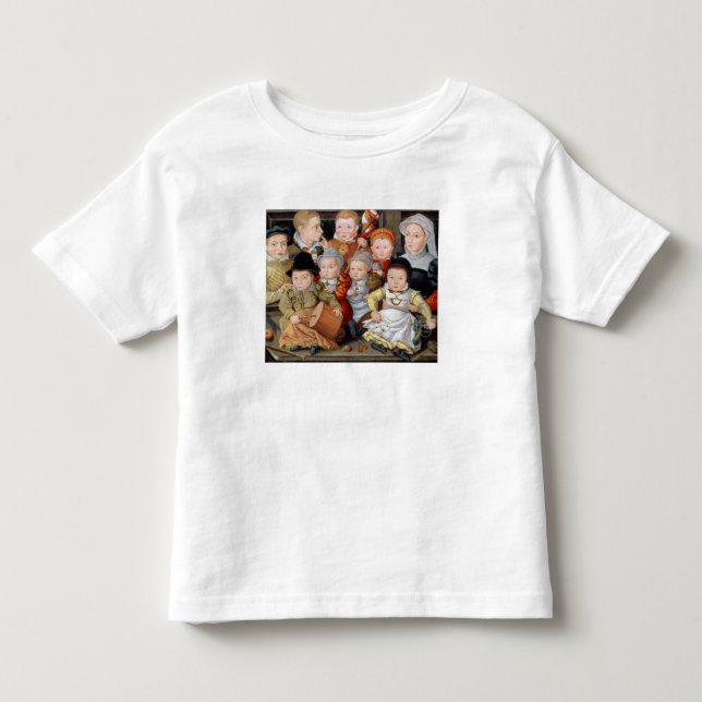 Camiseta De Bebé T33337 Retrato de una madre con sus ocho hijos (Anverso)