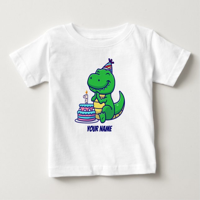 Camiseta De Bebé T-Rex 1º cumpleaños (Anverso)