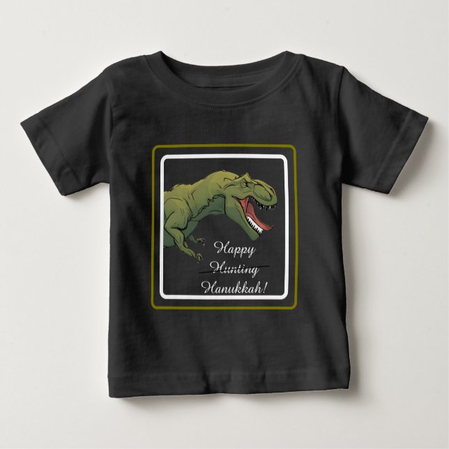Camiseta De Bebé T-Rex Dinosaur Hanukkah Unisex Baby Set (Anverso)