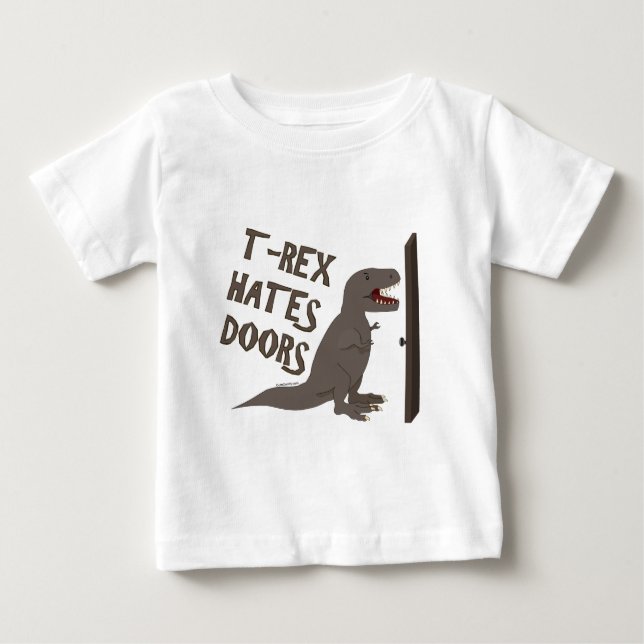 Camiseta De Bebé T-Rex odia puertas (Anverso)