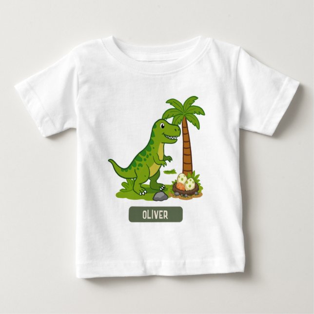 Camiseta De Bebé T-Rex Personalizado Dinosaurio Lindo  (Anverso)