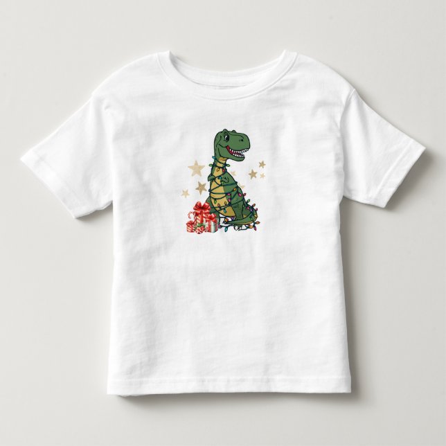 Camiseta De Bebé T-Rex The Halls - Funny Dinosaur Christmas Lights (Anverso)
