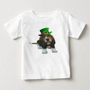 Camiseta De Bebé T-Shirt Basset Hound Happy St. Patrick