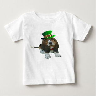 Camiseta De Bebé T-Shirt Basset Hound Happy St. Patrick