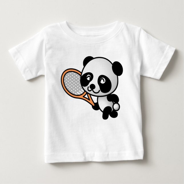 CAMISETA DE BEBÉ T-SHIRT BEBE PANDA JOUE AU TENNIS (Anverso)