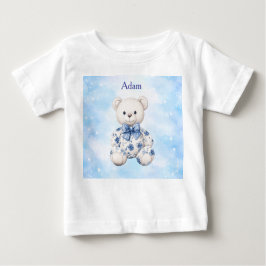 Camiseta De Bebé T-Shirt-Editable Blue Chinoserie  Baby Shower 