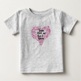Camiseta De Bebé T-shirt "Jesus loves me" grijs.