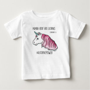 Camiseta De Bebé T-shirt “mi madre cree a los unicornios” *