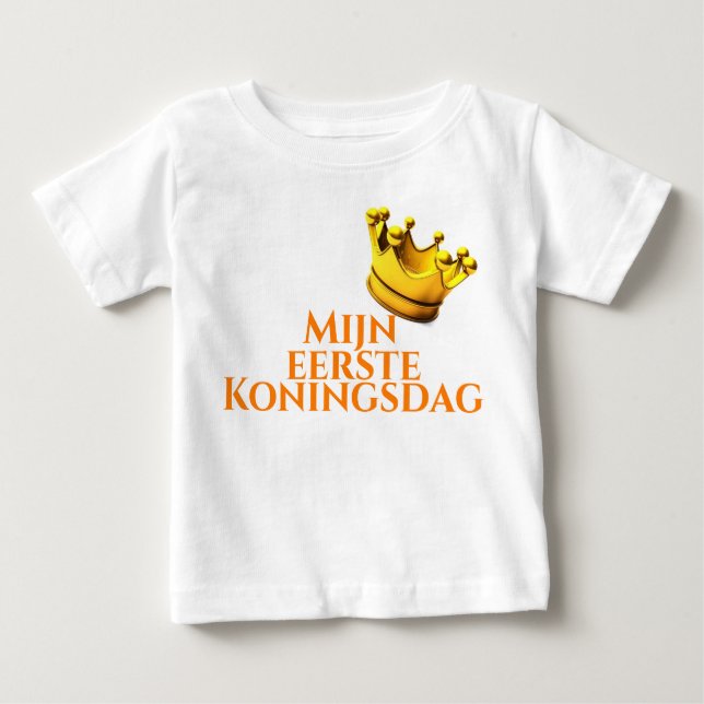 Camiseta De Bebé T-shirt "Mijn eerste Koningsdag". (Anverso)