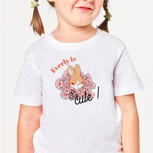 Camiseta De Bebé T-shirt pour les touts petits dessin lapin mignon  (T-shirt Pour Les Tous Petits T-shirt pour les touts petits dessin lapin mignon fleurs roses)
