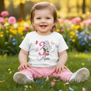 Camiseta De Bebé T-shirt with '3rd birthday floral with butterflies
