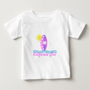 Camiseta De Bebé Tabla hawaiana W/Sun del rosa del chica de
