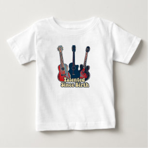 Camiseta De Bebé Talentoso desde su nacimiento. Guitarras retro col
