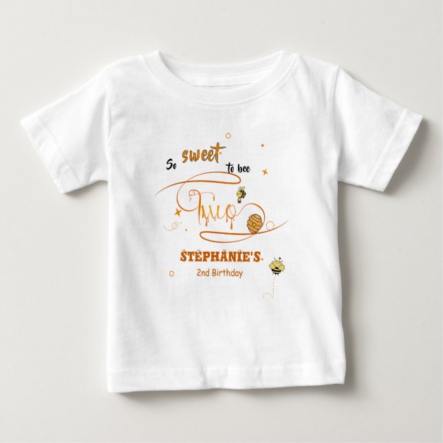 Camiseta De Bebé Tan Dulce Ser Dos Abejas Lindas Cumpleaños 2 Abeja (Anverso)