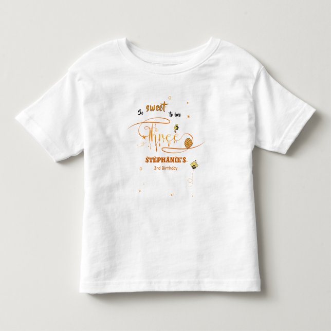 Camiseta De Bebé Tan Dulce Ser Tres Cumpleaños De Abeja Lindo 3er C (Anverso)